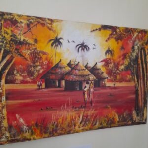 Vibrant African Community Celebration Abstract Canvas Art